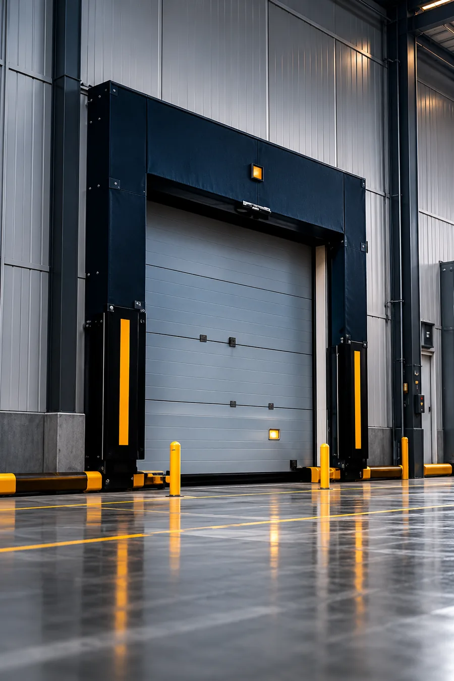 Loading dock with safety bollards