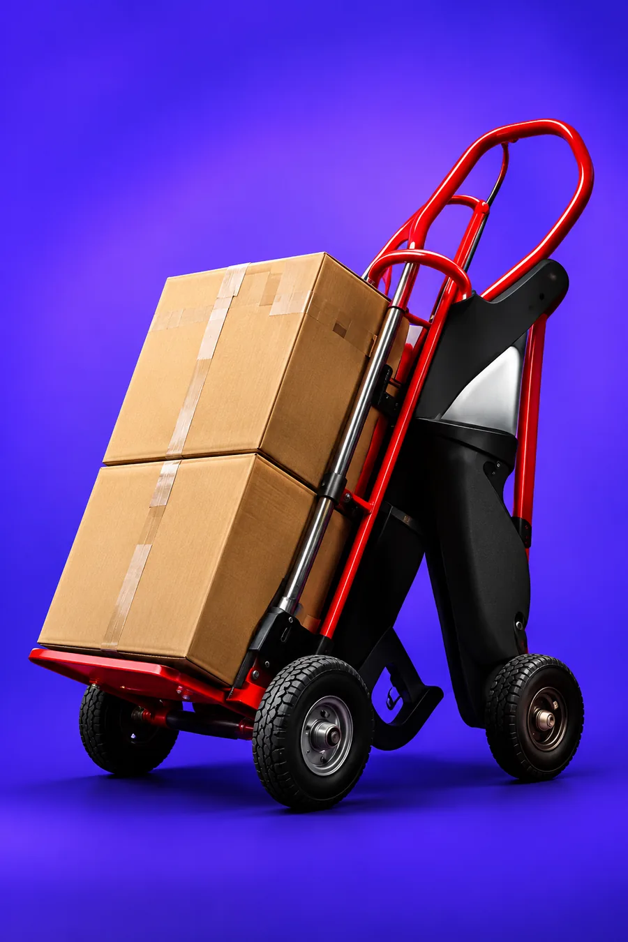 Hand truck loaded with boxes