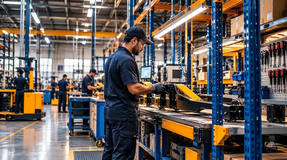 Assembly on a factory floor